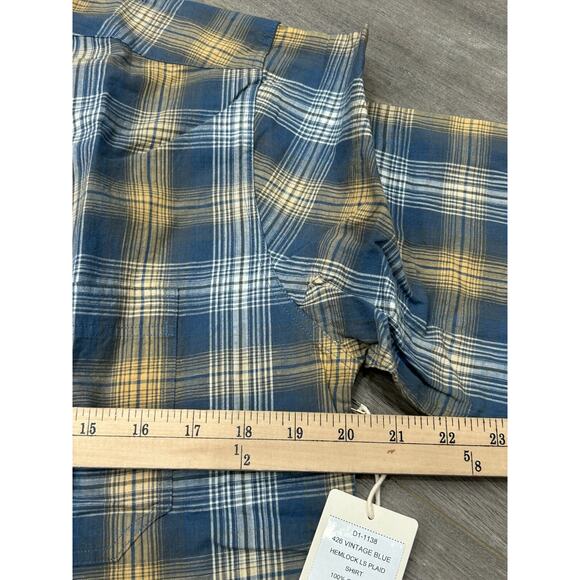 Duck Head Mens Vintage Blue Hemlock Plaid Slub Button Down Pocket Shirt Size M - Picture 8 of 9